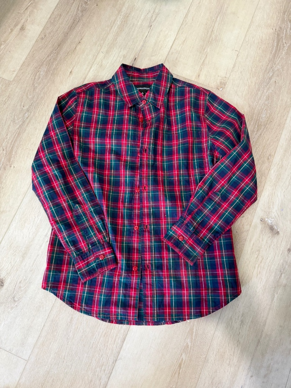 Nordstrom holiday Christmas Plaid button down medium 8/10